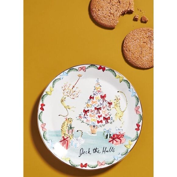 Anthropology Susannah Garrod 'Tis The Season Dessert Plate - Picture 1 of 4